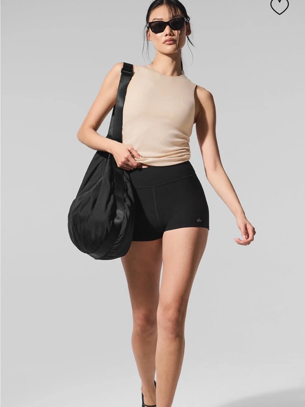 ALO Ribbed En Pointe Cinched Side Tank Top in Macadamia Size Small